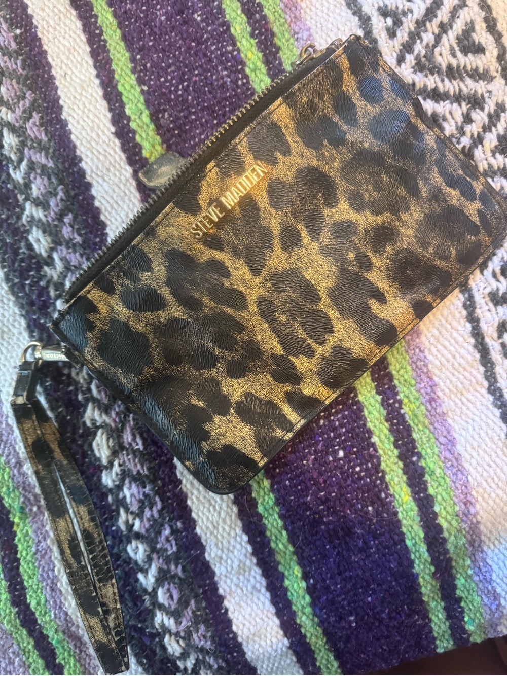 Steve Madden Leopard Print Wristlet in Brown and Black